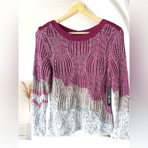 Nic+Zoe Tri-Color Sweater Crochet Look